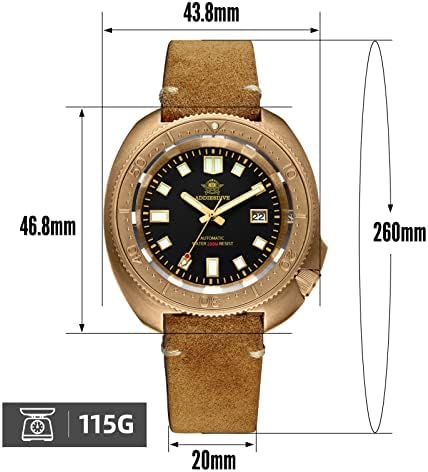 ADDIESDIVE Bronze automatski ronilački sat Muški ručni sat 200m vodootporni Vintage kaiš od prave antilop kože