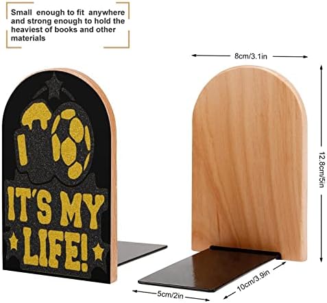 Pivo Soccer štampani drva knjiga završava Non-Skid dekor Bookend mali za ured kući 1 par