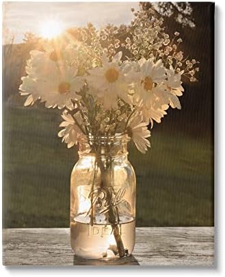 Stupell Industries Topla livada Slawies Mason Jar Rural Piknik Cvijeće, Dizajn Lori Deiter