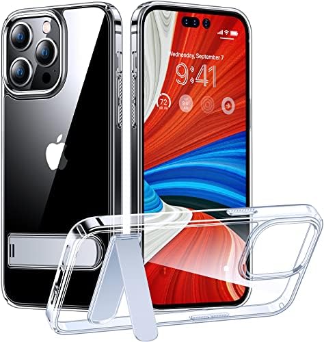 Simtect Crystal Clear za iPhone 14 Pro Max Case, [ne žutiling] [3 stajalište] [14FT Vojne zaštite od pada] Zaštitna Slim Kickstand