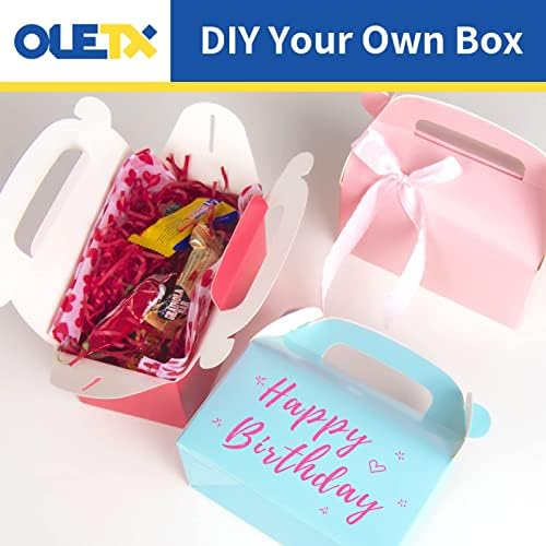 Oletx 30-pack ružičasta zabava Favorit tretiraju kutije, goodie kutije, poklon kutije za zabav papir s ručkama. Savršeno za princezu