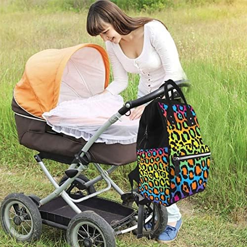Rainbow Leopard Print Mammy ruksak ruksak torba za pelene točke rame Nasperna torba Veliki kapacitet za njegu bebe