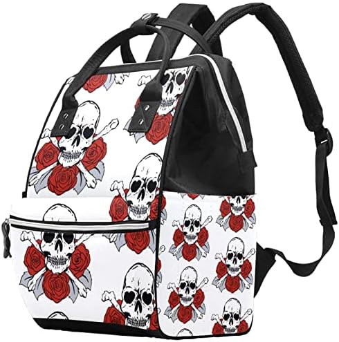 Lubanje crvene ruže uzorak ruksak ruksak back baby peppy promjene torbe s više funkcija Veliki kapacitet putnička torba