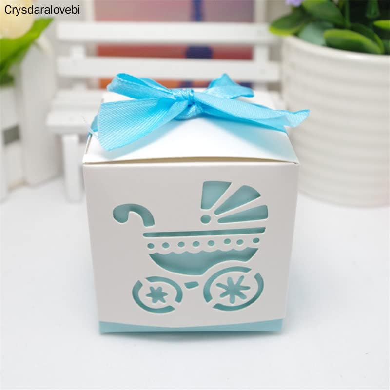 Crysdaralovebi Laser Cut Hollow Baby Carriage Cookie Poklon Kutije Vjenčanje Baby Tuš Candy Treat Torba Vjenčanje Usluge Pokloni Kutija