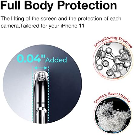 Dnzpfu Crystal Clear dizajniran za futrolu za iPhone 11, [tehnologija protiv žutila] vodootporna zaštitna futrola za telefon Slim