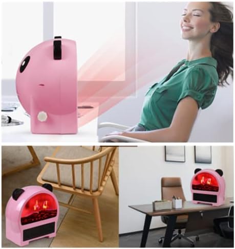 Phil Beauty Mini grijač za domaćinstvo 3D simulacija Plamenog grijača Štednja energije i isključenje nagiba zvuka, 20x12x24cm Pink