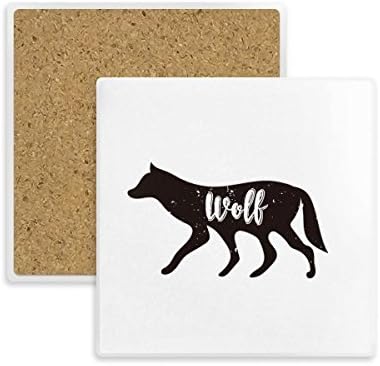 Wolf crno-bijeli životinjski kvadratni šalicu šalice mat nosača držača za izolaciju
