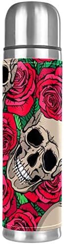Šalica za kafu, Termos, putna krigla, prebacivač kafe, izolirana šalica za kavu, crvena ruža cvijet lubanje bešavni uzorak
