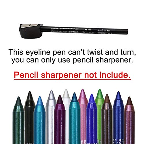 WGUST 1pc Longwear crna olovka za oči, vodootporna olovka za oči, metalik mat sjajna Zadimljena šarena Gel olovka za oči, dugotrajna