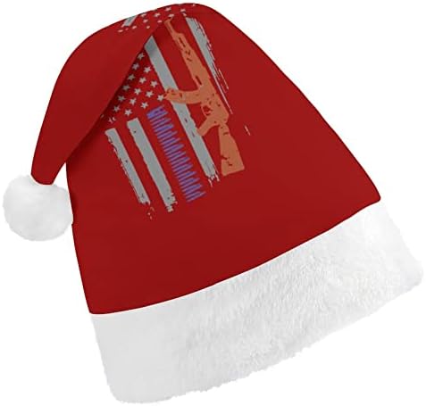 Američki pištolj zastavu pliš Božić šešir Naughty i lijepo Santa kape sa pliš obodom i Comfort Liner Božić ukras