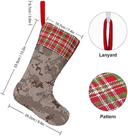 Crvena mamuflaža Sequin Božićni čarapa sjajni zid viseći ukras ukrasa za Xmas Tree Holiday Party