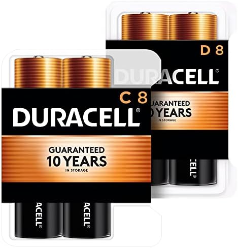 Duracell Coppertop C + D baterije Combo Pack, 8 broji svaki, c baterija i d baterija sa dugotrajnom energijom, alkalnom baterijom