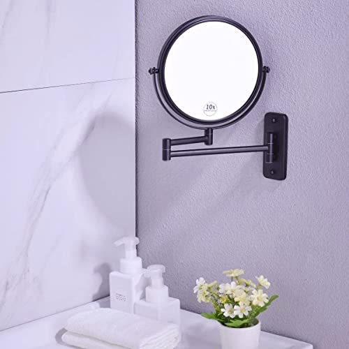 Zidno montirano zrcalo za šminku 8 inča Kupatilo Dvostrano okretno, dvostrano zeleno ogledalo za kupaonicu, 13 '' Extension Crno ogledalo,