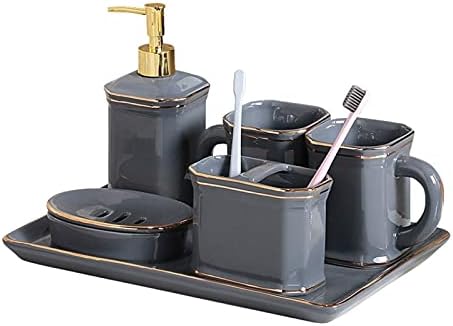 Liushop sapunSperi za kupaonicu Set pribora za kupatilo - 6 komada Counter Top kupaonice SOAP raspršivač četkica za zube Tumbler sapun