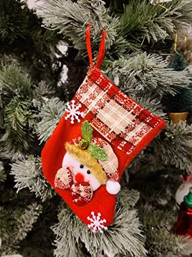 Božićne radost 3D Božićne čarape Mali ukrasi male veličine 8 poklon-poklon i bombona - crvena ploča