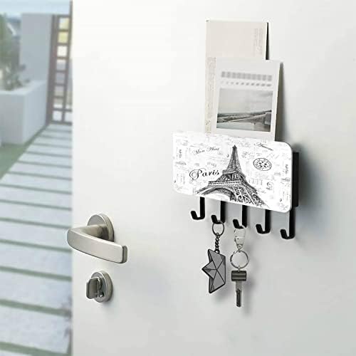 Kigai Paris Eiffelov toranj ključni vješalica organizator sa 5 Key kuke, Mini mail Storage zidni držač za ključeve polica za ulaz