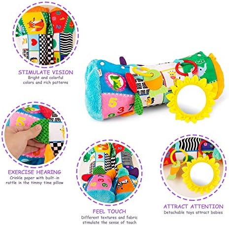 Betoy Tummy Time Jastuk za puzanje igračaka sa odvojivim ogledalom i zubima, 3 u 1 Tummy Time Toys novorođenčad senzorne igračke za