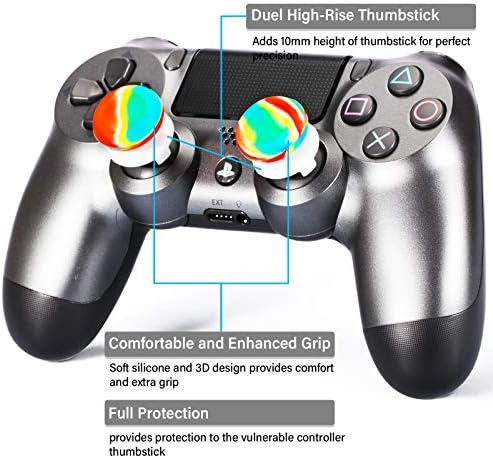 Playrealm FPS thumbstick Extender gumeni silikonski poklopac za držanje 2 kompleta za PS5 Dualsenese & PS4 kontroler