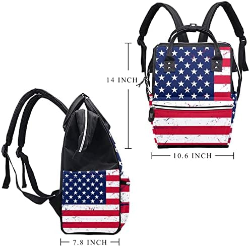 Grunge American Flag Retro USA Pelena Back Raksak Baby Nappy Promjena torbe Multi funkcija Veliki kapacitet Travel Bag