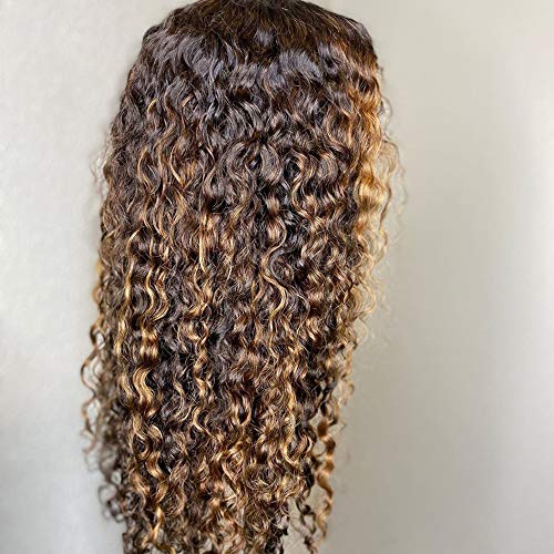 Derun Highlight Ombre Curly Laced prednje perike ljudska kosa i 20 parovi 4 stilova mješoviti lažni trepavice