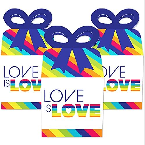 Velika tačka sreće Ljubav je ljubav - kvadratni poklon kutije - Pride Rainbow Party Bow kutije - set od 12