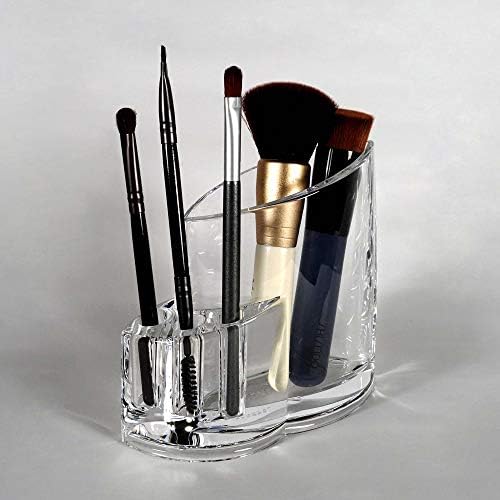 Com.top - jasan držač četkica za šminkanje za ispraznost, akrilni kozmetički prikaz sa 4 elegantna okrugla slotova