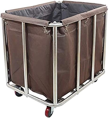 Hjrd kolica, kućna kolica za serviranje Košarica za sortiranje veša sa torbom - kolica za prljavu odeću od nerđajućeg čelika za kućnu hotelsku sobu, Kapacitet 200 Kg / kafa/90 * 65 * 80Cm