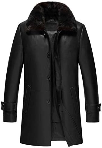 Blingsoul Crni mantil za muškarce-smeđe zimske kožne jakne za muškarce