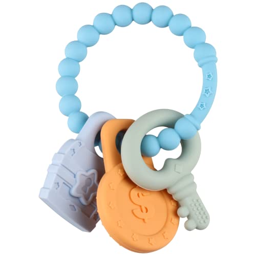 Kalovin Teether prstenovi, Silikonski senzorni prsten za nicanje zuba sa ključevima dizajnerske igračke, Baby Teether Links, silikon