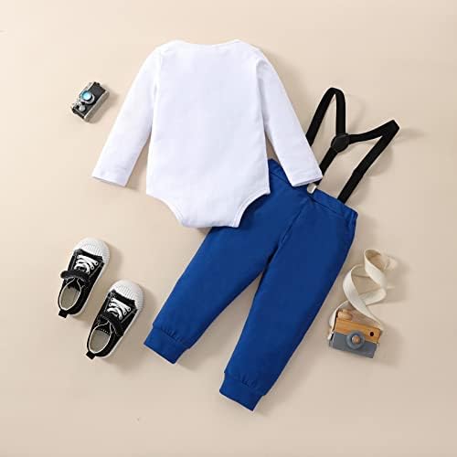 Baby Boy First Rođendanska odjeća Dojenčad kravata Rowper Bodysuit Suspender Pant 3pcs Gentleman odijelo za torte Smash Outfits