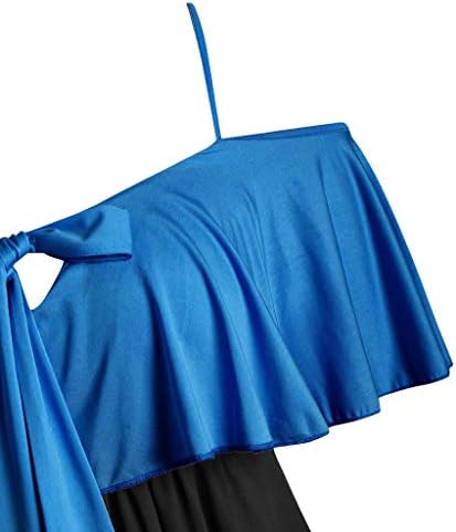 LATINDAY Womens Tops Off ramena naboran Flounce Bowknot tunika Casual meke majice ljetne bluze kratki rukav