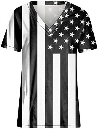 Oclun bluza s kratkim rukavima za žene Dan nezavisnosti Grafički V izrez Top Casual Bluzes Košulje Elegantna udobnost Majica