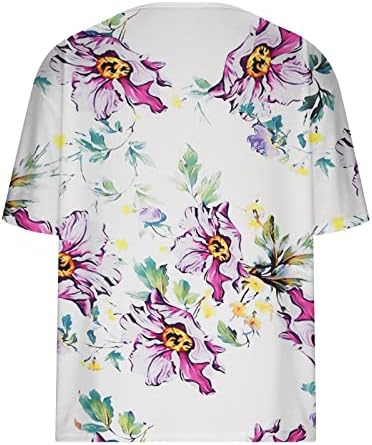 Floral grafički opuštene majice plus size za djevojke kratki rukav Vneck casual top majica ženske 2023 qc