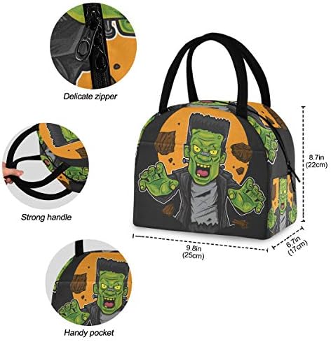 Izolovana ženska torba za ručak-Frankenstein Monster velike nepropusne torbe za ručak s naramenicama za radne odrasle